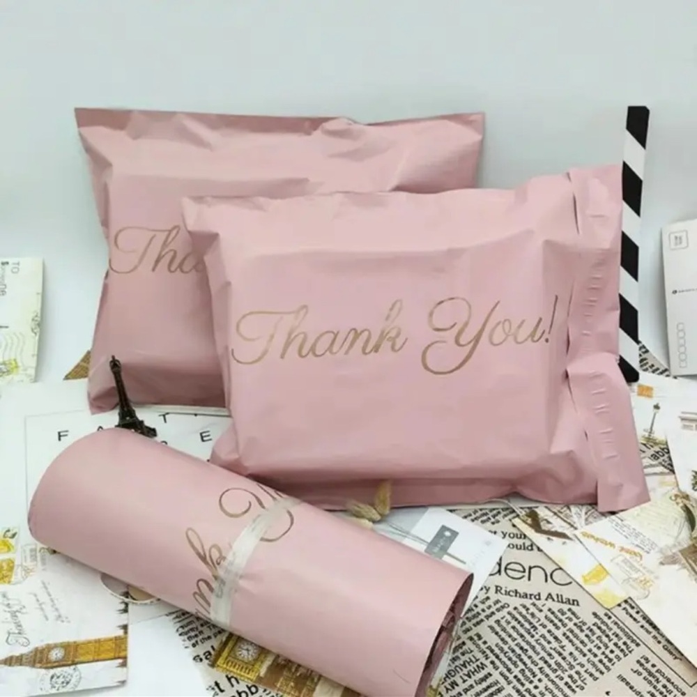 25 PINK THANK YOU POLY MAILERS
